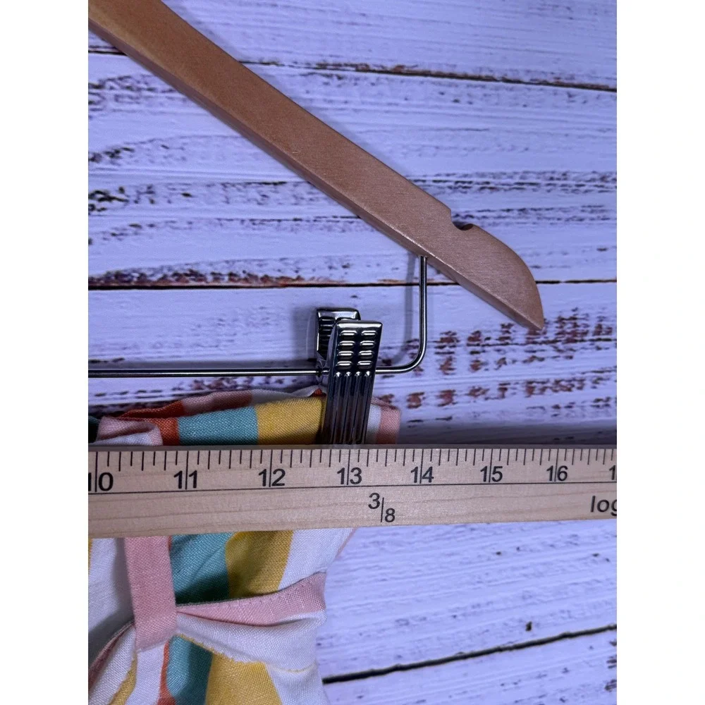 LOFT Shorts Women Small Multi-Color Striped Linen Blend Paperbag Waist 4
